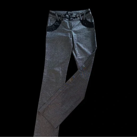 Y2K Metallic Silver Shimmer Pants – Low Rise Statement Trouser - Picture 5 of 15